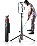 62" Phone Tripod & Selfie Stick for Golf Training, Extendable Cell Phone Tripod Stand with Wireless Remote and Phone Holder, Golf Training Aid - Compatible with iPhone Android iPhone