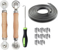 Windows Screen and Screen Door Repair Kit Including Steel/Nylon Roller with Bearing, Spline Removal Hook, Screen Retainer Spline and Screen Clips for Installing Door Window Mesh, 5pcs