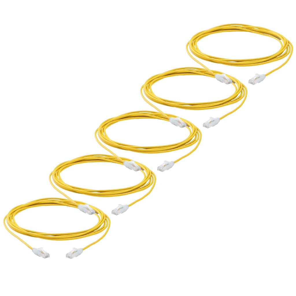 TRUECABLE Cat6 Component Rated Patch Cable, Unshielded (U/UTP), 14ft, Yellow, 28AWG Solid Copper, Snagless 10G High-Speed Ethernet Cable, PoE++ 4PPoE 100W, UL Listed, RoHS-3, 5 Pack