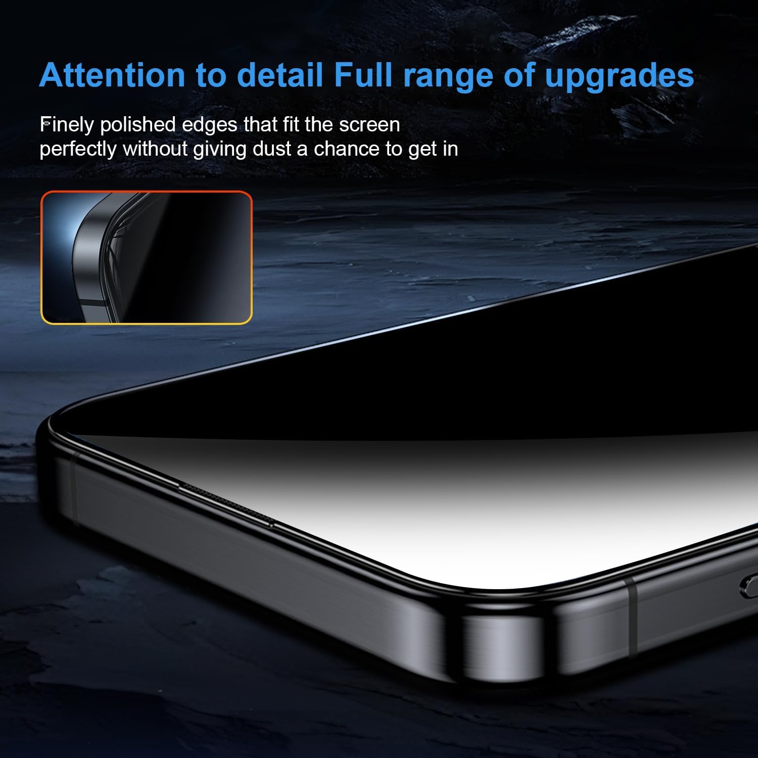 OneFish for iPhone 14 Pro Privacy Screen Protector, 4-Way 360° Anti-Spy Tempered Glass, 9H Hardness, HD Clear, Anti-Fingerprint 3D Curved Edges, Case-Friendly & Easy Installation [2 Pack]