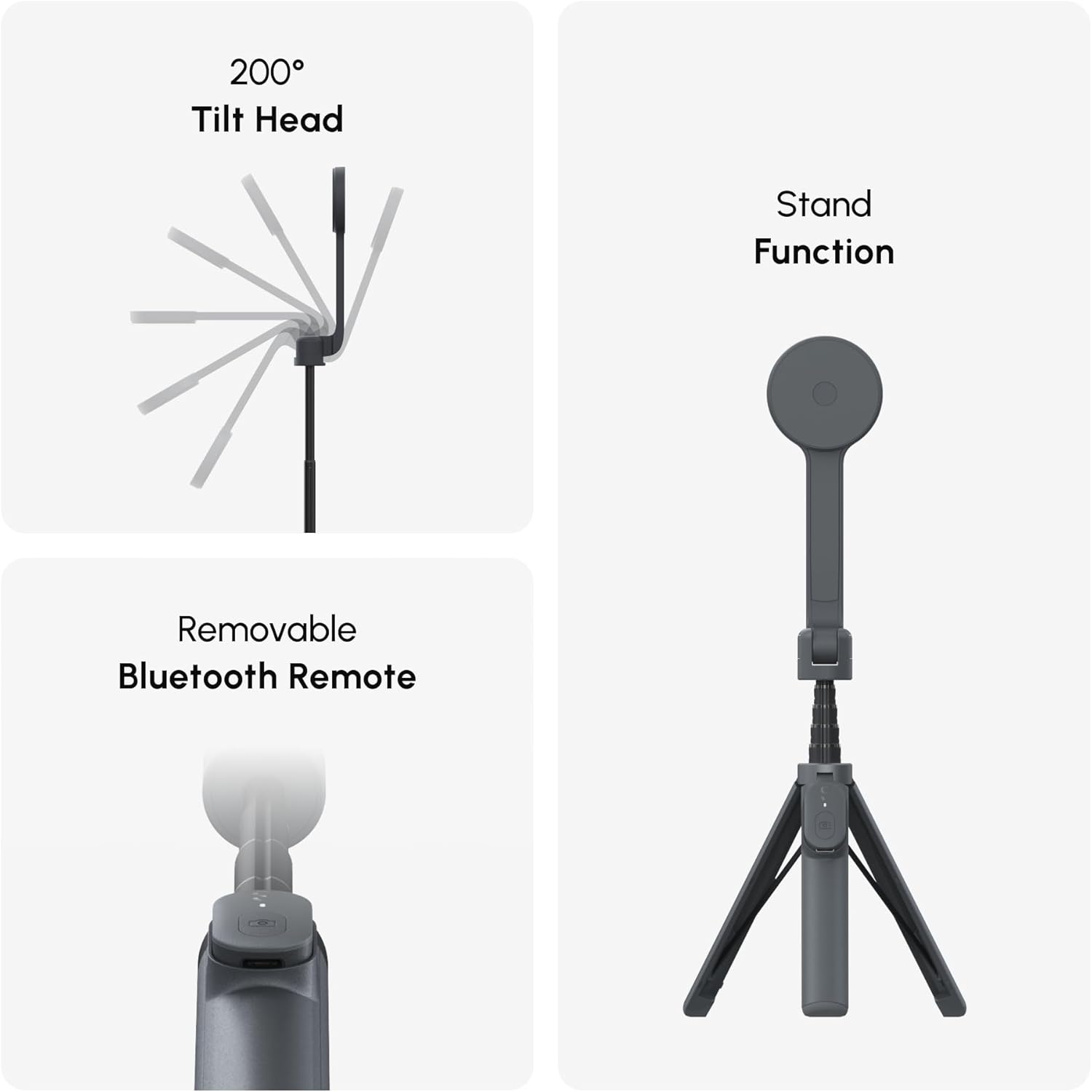 ShiftCam SnapStand Selfie – Magnetic Selfie Stick & Tripod – Compact, Foldable & Extendable with Tilt Head and Magnetic Bluetooth Remote (Midnight, SnapStand Selfie)