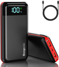 Portable Charger Power Bank 52800mAh Powerbank PD 30W and QC 4.0 Fast Charging Built-in Bright flashlight LED Display 2 USB 1Type-C Output External Battery Pack for iPhone, Samsung, iPad etc (red)