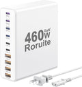 460W USB C Charger Block, 10-Port USB Charging Station GaN III PD Charger Type C & USB A, Dual 65W PC Laptop Fast Adapter for MacBook Pro/Air, iPhone, iPad, DELL, Samsung Galaxy, Android - White
