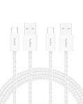 Belkin USB A to USB C Cable 2-Pack, 6.6ft, 15W - Type C Charger, iPhone Charger Cord, Soft, Braided, Flexible for iPhone 16 & 15, Galaxy S25, Pixel 9, iPad Pro, Airpods Pro, Switch & More - White