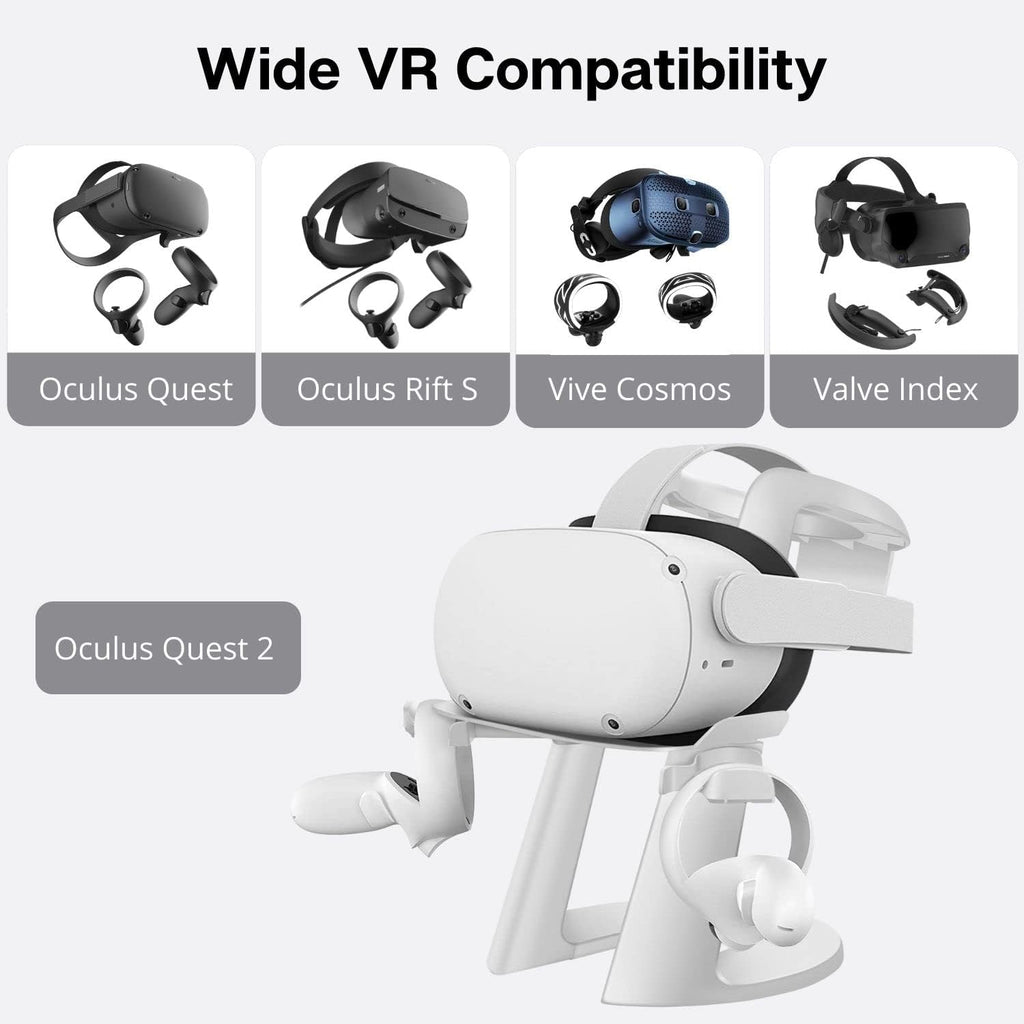 TNP VR Headset Stand for Oculus Quest 2 Holder Touch Controller Display Stand Docking Station White, Meta Quest 2/ Quest/Rift/Rift S/Samsung Odyssey VR Stand/Valve Index/HTC Vive/Valve Index