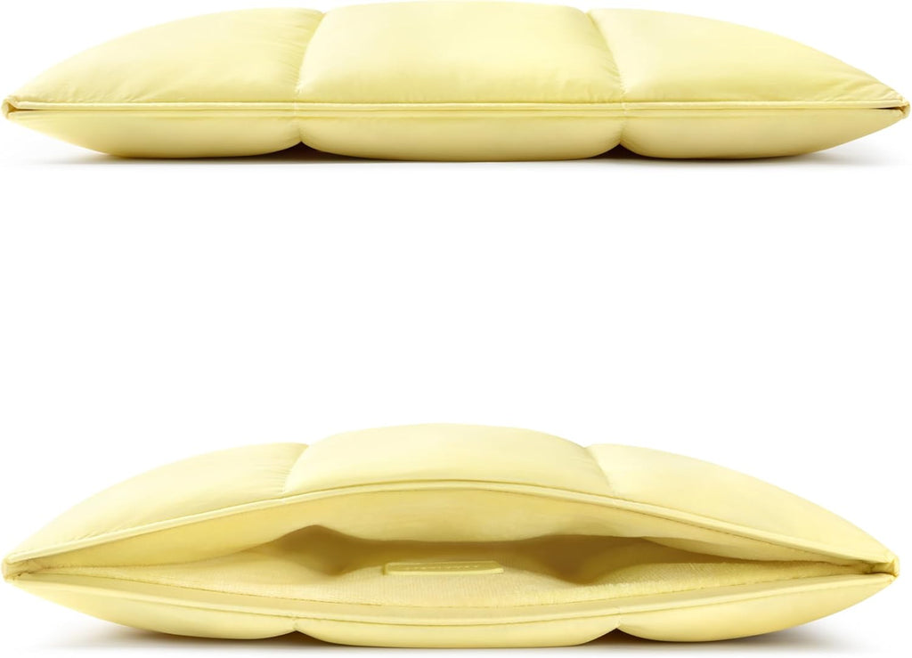 Comfyable Puffy Laptop Sleeve 15 Inch 16 Inch, Quilted Puffer Laptop Carrying Case, Pillow Pouch Compatible for MacBook Air 15 in M4 2025 & MacBook Pro 16 in M4 2024, Butter Yellow