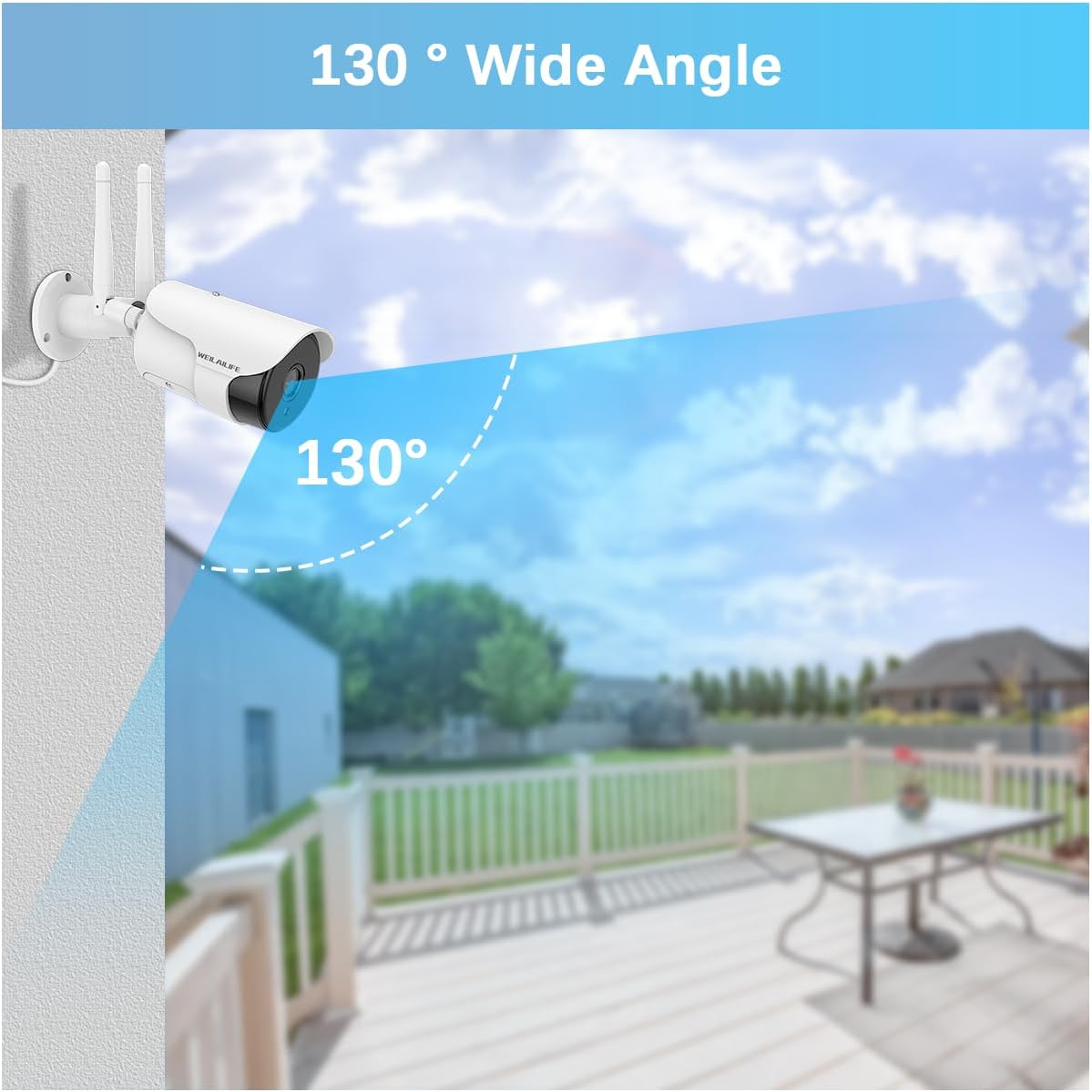 WEILAILIFE 【Dual Antenna Enhanced】 5MP Outdoor Wireless Security Camera System, Wireless DVR System, WiFi Video Surveillance, Home Security Cameras