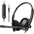 Wired Headset with Microphone for PC Laptop - 3.5mm Jack On Ear Headphones with Noise Cancelling Microphone for Boom Skype Webinars, in-line Control,Comfortable