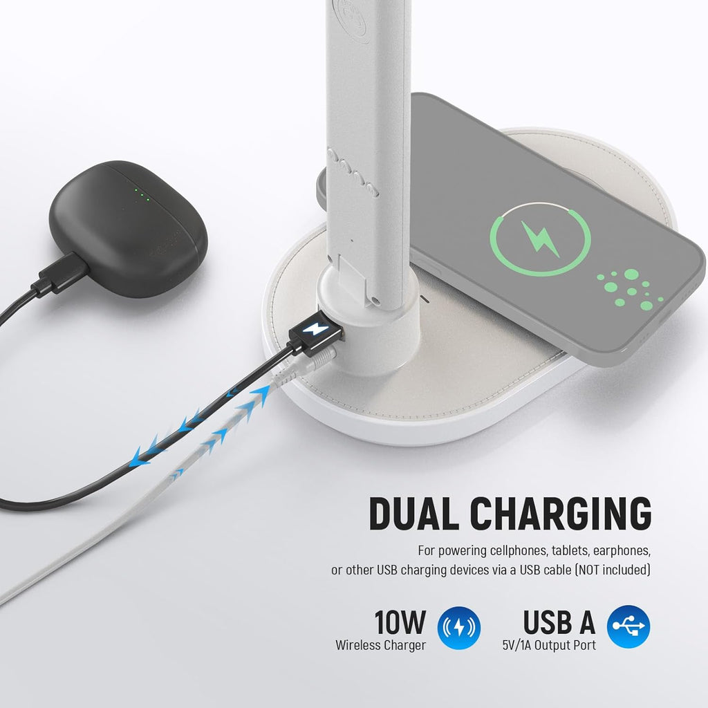NEEWER Entry Level Version LED Desk Lamp with USB A Output, 3 Modes/5 Brightness Levels/4 RGB Effects/CRI85, LCD for Temp/Date/Time/Alarm, Eye Caring Touch Table Light for Home Office/Reading, N20