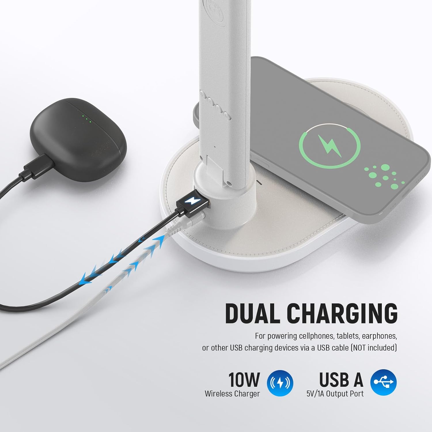 NEEWER Entry Level Version LED Desk Lamp with USB A Output, 3 Modes/5 Brightness Levels/4 RGB Effects/CRI85, LCD for Temp/Date/Time/Alarm, Eye Caring Touch Table Light for Home Office/Reading, N20