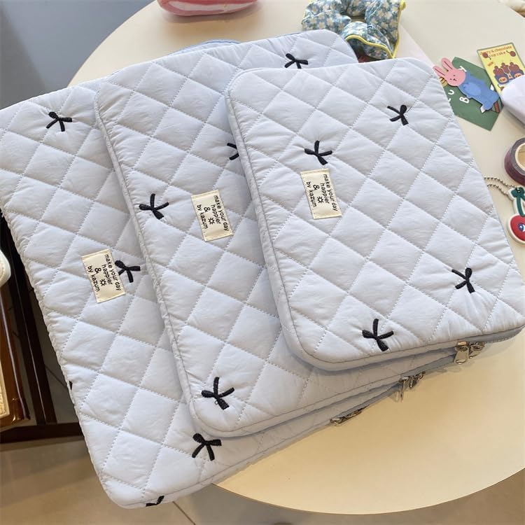 Cute Bow Graphic Carrying Laptop Bag Y2K Preppy Laptop Sleeve Case Bag Kawaii Pad Computer Protect Case Pouch (15-15.6 inch,White)