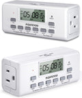[2 Pack] NEARPOW Digital Timer For Lamp With Dual Outlets, Programmable Timer In Door, Outlet Timer For Lights,10 On/Off Programs, 24-Hour And 7-Day Programmable Electric Plug Timer,3 Prong, 15A/1875W