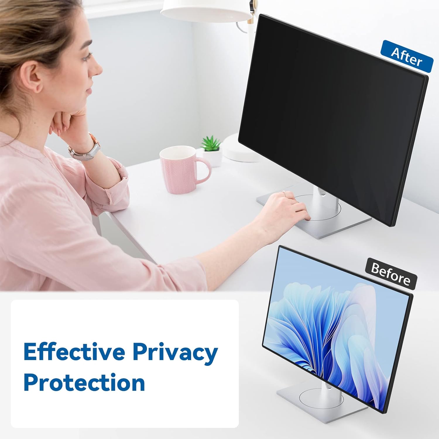 IPROKKO [2-Pack] 23.8 Inch Computer Privacy Screen Filter for 16:9 Widescreen Monitor, Removable 23.8in Anti Blue Light Glare Privacy Shield, Anti Spy Security Protector for Hp Dell Asus Acer Samsung