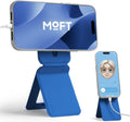 MOFT Phone Stand, Magnetic Phone Tripod Stand Stain-Resistant MOVAS Leather & Angle Adjustment & Strong Magnets Tripod for iPhone 16/15/14/13/12 (Included Metal Ring)-Sapphire