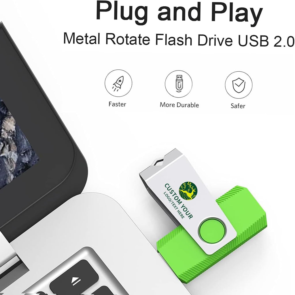 Customizable Flash Drives 128MB, Wooolken Personalized USB 2.0 Drive 10/20/50/100 Pack, Custom Thumb Drive Engraved Logo USB Drive (Mixcolors)