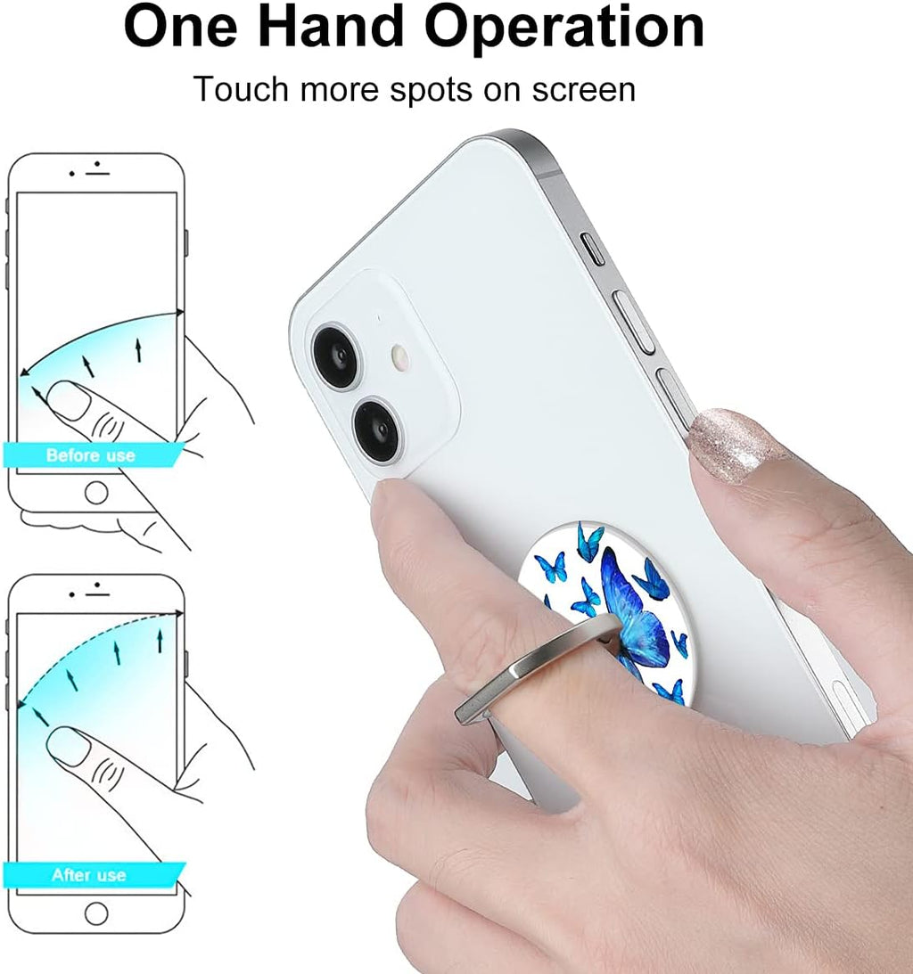 Bonoma Phone Ring Holder, 3 Pack Universal Finger Ring Stand Grip Kickstand Ring for All Smartphones (Butterfly B)