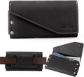 Topstache Leather Phone Holster with Belt Loop, Magnetic Closure Cell Pouch, Handmade Leather Holder for iPhone 14 Pro Max (Fits with Otterbox Case), XL, Black