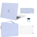MOSISO Compatible with MacBook Air 13 inch Case 2025 2024 2023 2022 M4 A3240 M3 A3113 M2 A2681, Hard Shell&Sleeve Bag&Keyboard Skin&Webcam Cover&Screen Film for MacBook Air 13.6 inch, Pastel Blue