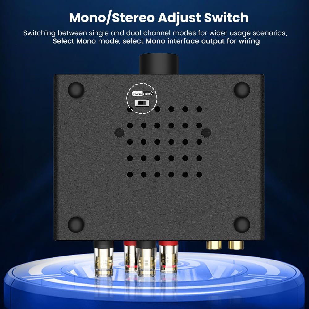 AIYIMA A07 MAX 2 Channel Stereo Amplifier Home Audio 300W*2 TPA3255 Class D Power Amp/Bridgeable Mono Amplifier 600 Watt with 3.5mm Line Output for Passive Bookshelf Speakers+DC36V 6A Power Adapter