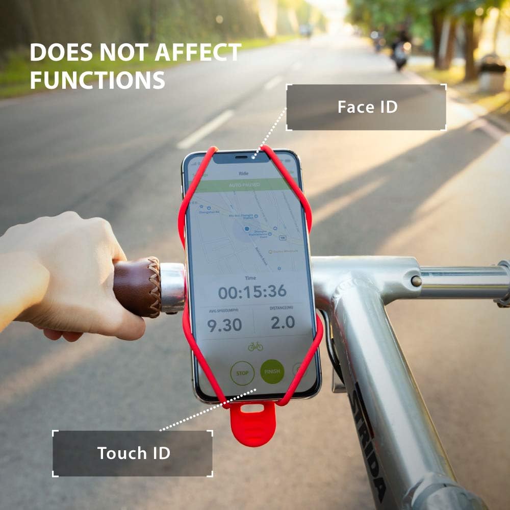 BONE Bike Tie 3, Bike Cell Phone Mount for Handlebar, Scratch-Free Silicone Holder with Anti-Slip Design, Universal Cycling Phone Holder Compatible with Most Smartphones (Gray - Handlebar)