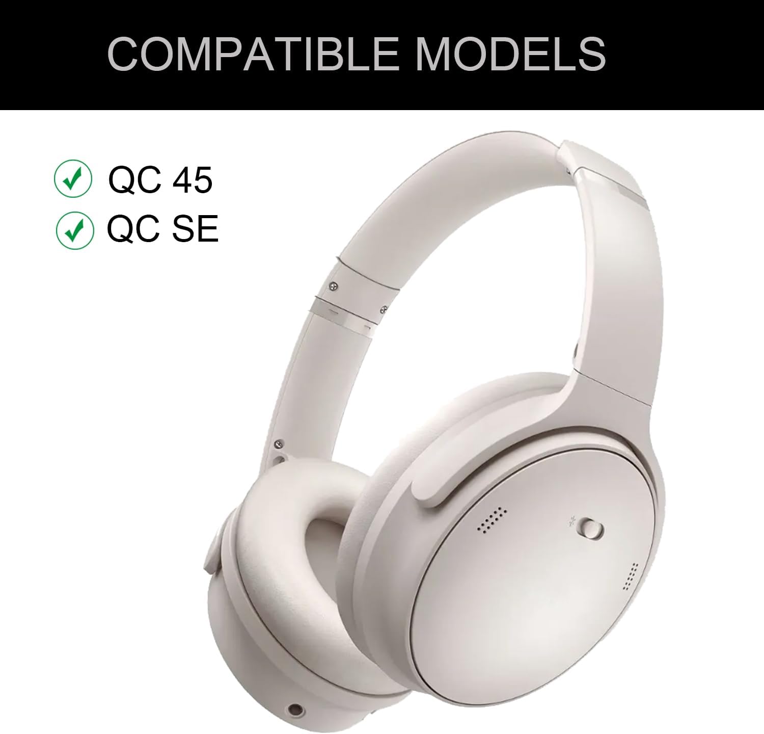 Replacement Ear Pads for Bose QuietComfort 45 (QC45) Headphones, Ear Pads Cushions with QCSE (QC SE)/New QC Wireless High-Density Noise Isolation Foam, Made Soft Protein Rubber Leather