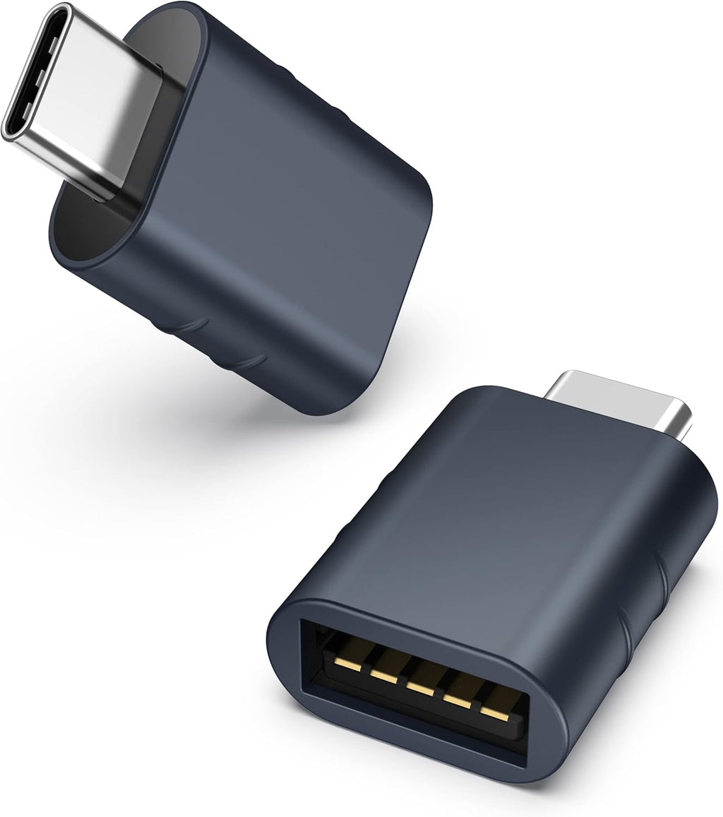 Syntech USB C to USB Adapter Pack of 2 USB C Male to USB3 Female Adapter Compatible with iPhone 17 Pro Max MacBook Pro Air 2024 iMac iPad mini Pro, Other Type C or Thunderbolt 4/3 Devices, Midnight