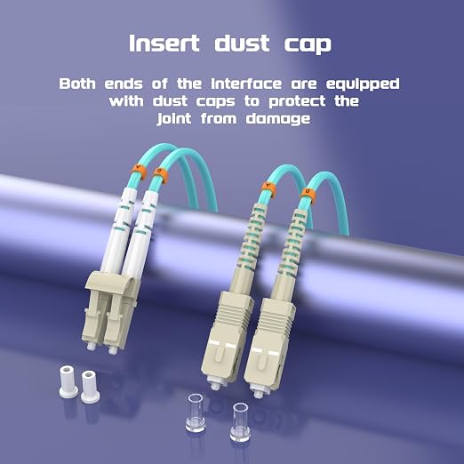 Fiber Patch Cable 2ft/0.6meters LC/UPC to SC/UPC OM3 10Gb/Gigabit MultiMode - Image 6