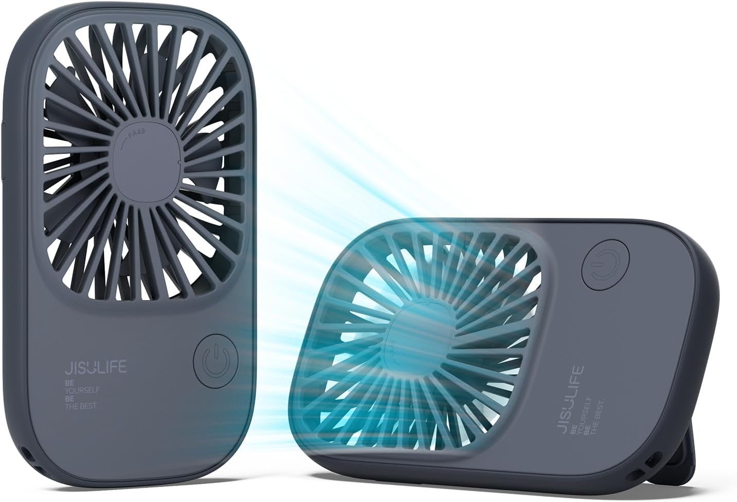 JISULIFE Handheld Mini Lash Fan with Bracket, Small Portable USB Rechargeable Personal Makeup/Eyelash Fan with 3 Speeds for Women Mom Girls Office Outdoor Travel Blue