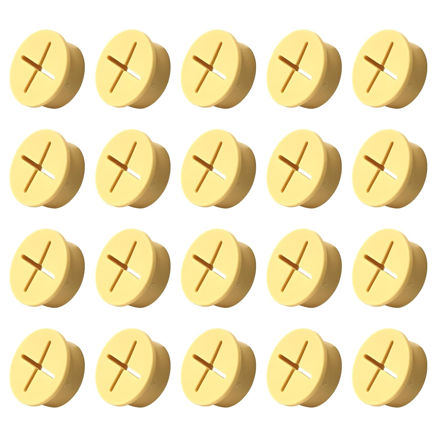 20Pcs Desk Grommet, 3/4" (20mm) Yellow Silicone Cord Hole Cover, Flexible Rubber Wire Grommets, Wall Grommets for Cables Management, Table, Countertop, Cabinets and Furnitures Wire Organizer