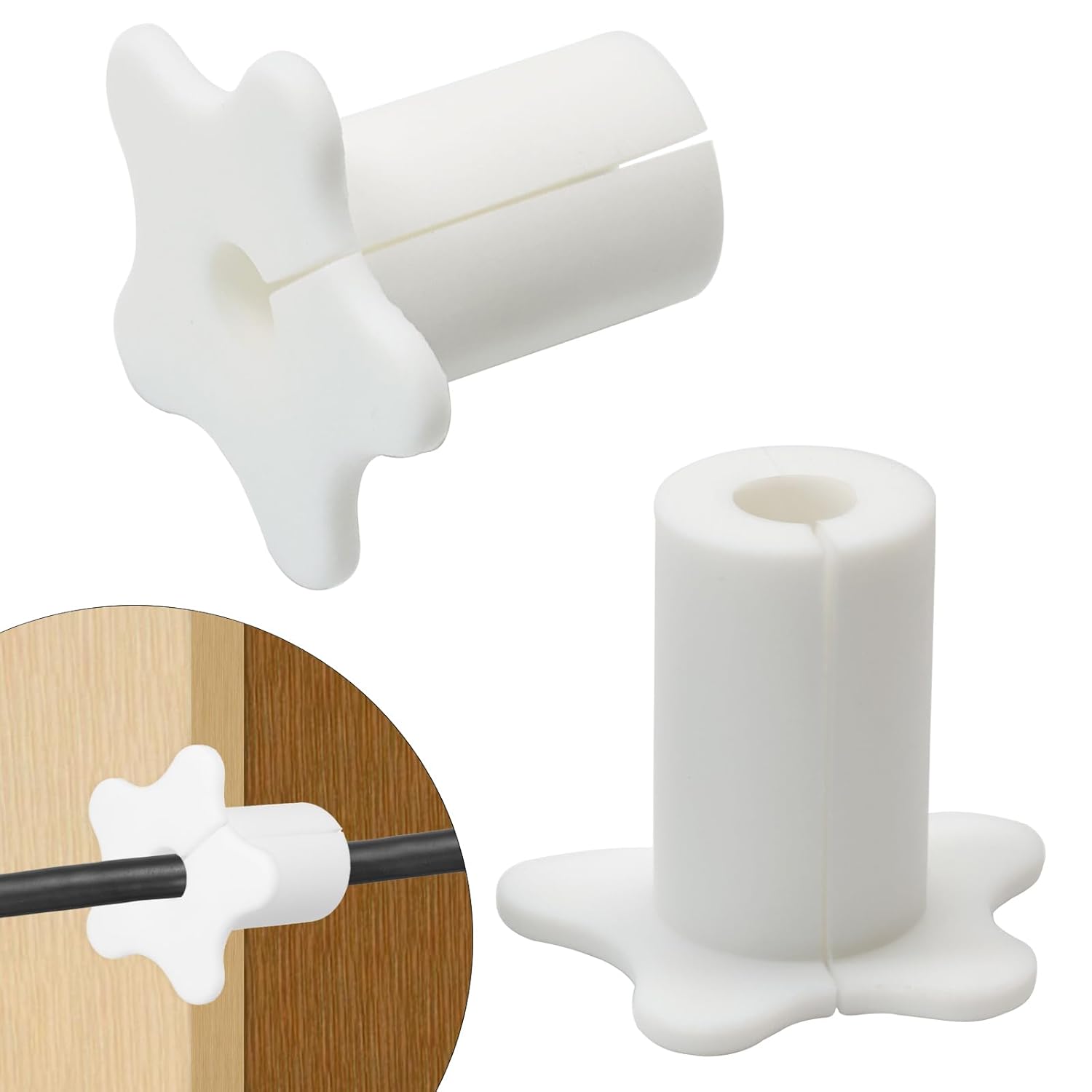 2pc Starlink Cable Grommet 5/8" Silicone Waterproof Wall Hole Pass Through Split Cable Bushings for TV Wire Ethernet Cord, Starlink Cable Routing Kit Accessories, 27.6mm/1.09" Ht, White