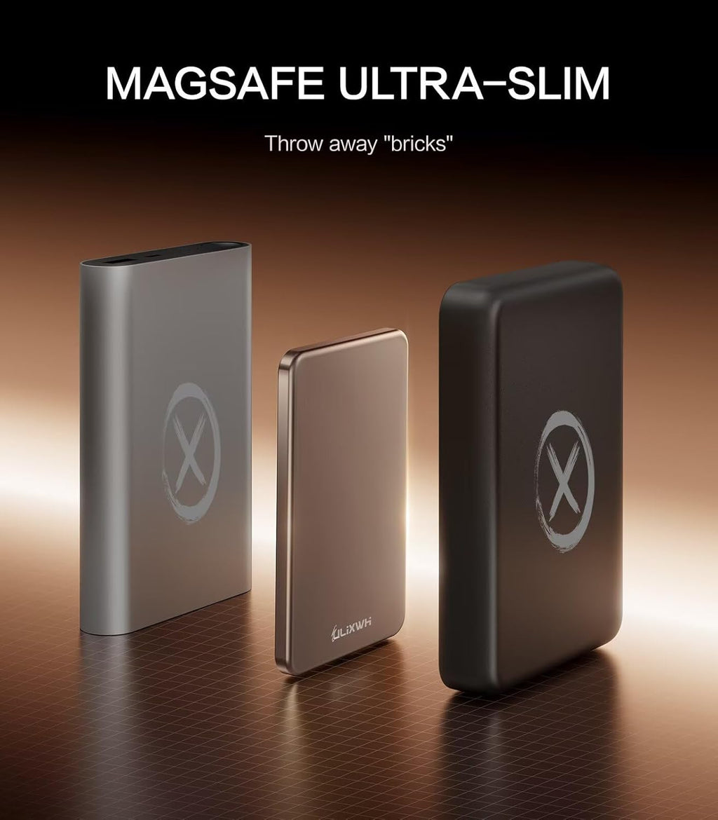 [0.3" Ultra Slim] [Alloy-Made] Magsafe Portable Charger for iPhone, 2025 Upgrade 5000mAh Fast Charging Magnetic Power Bank, Wireless Battery Pack for iPhone 16 15 Pro Max 14 13 12, Desert Gold