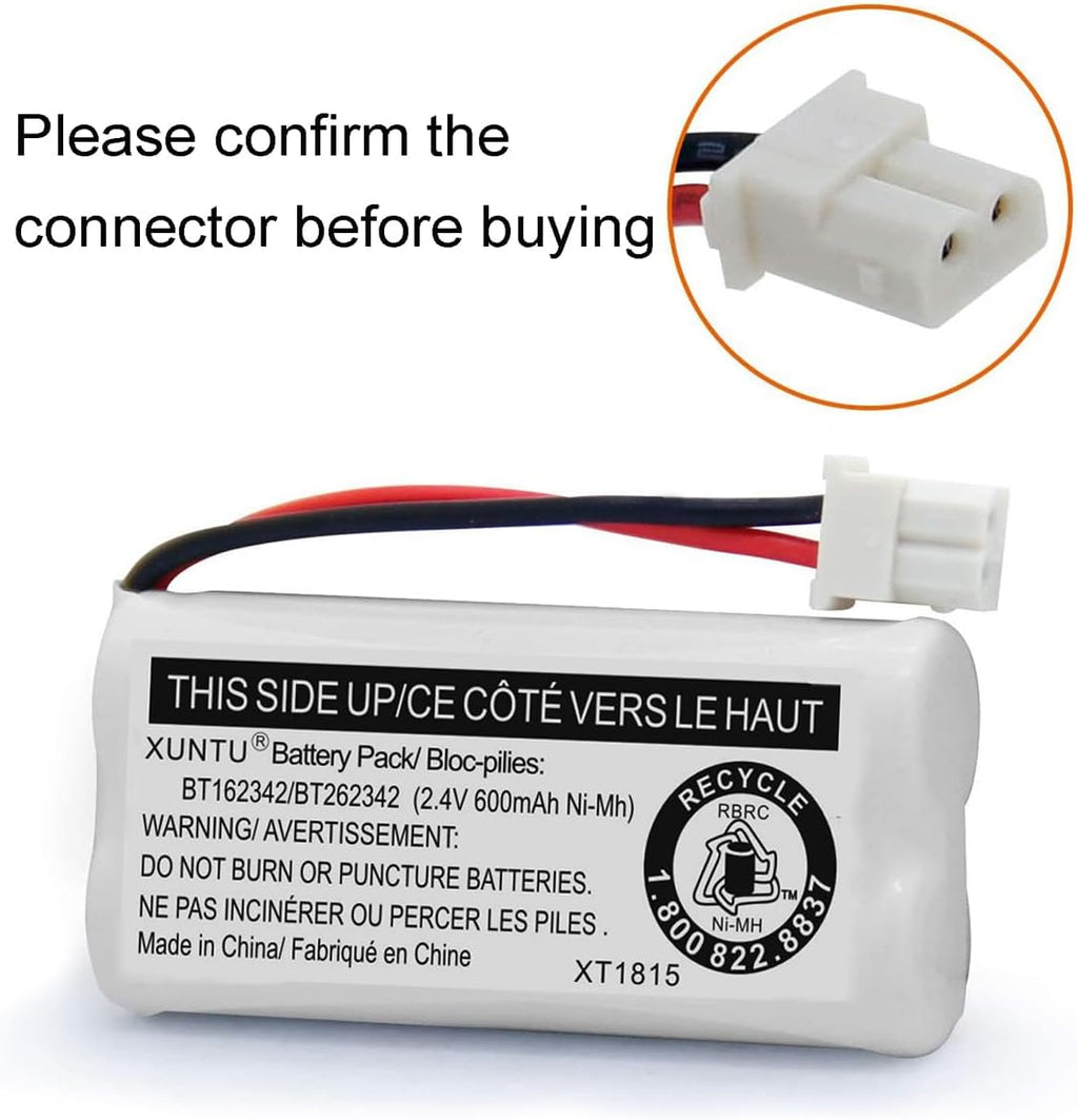 XUNTU BT162342/BT262342 2.4V 600mAh Ni-MH Cordless Phone Battery Pack BT166342/BT266342 BT183342/BT283342 Compatible with EL52351 TL90070 CS5119 DS6511 DS6722 LS6305 Handset (4 Pack)