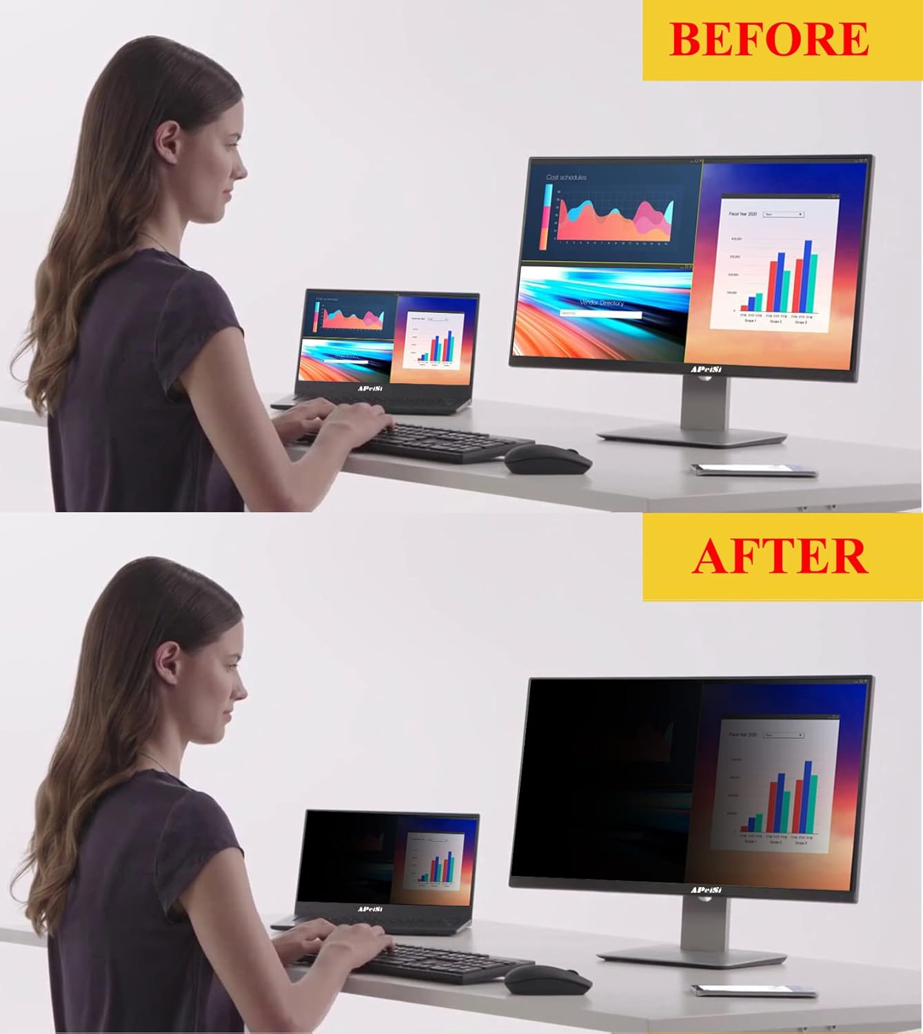 20 Inch Privacy Screen Filter for Widescreen 16:9 Monitor | Privacy Shield | Anti-Glare | Anti-Blue light Protector | Eye Protection | Computer Security Private Filter