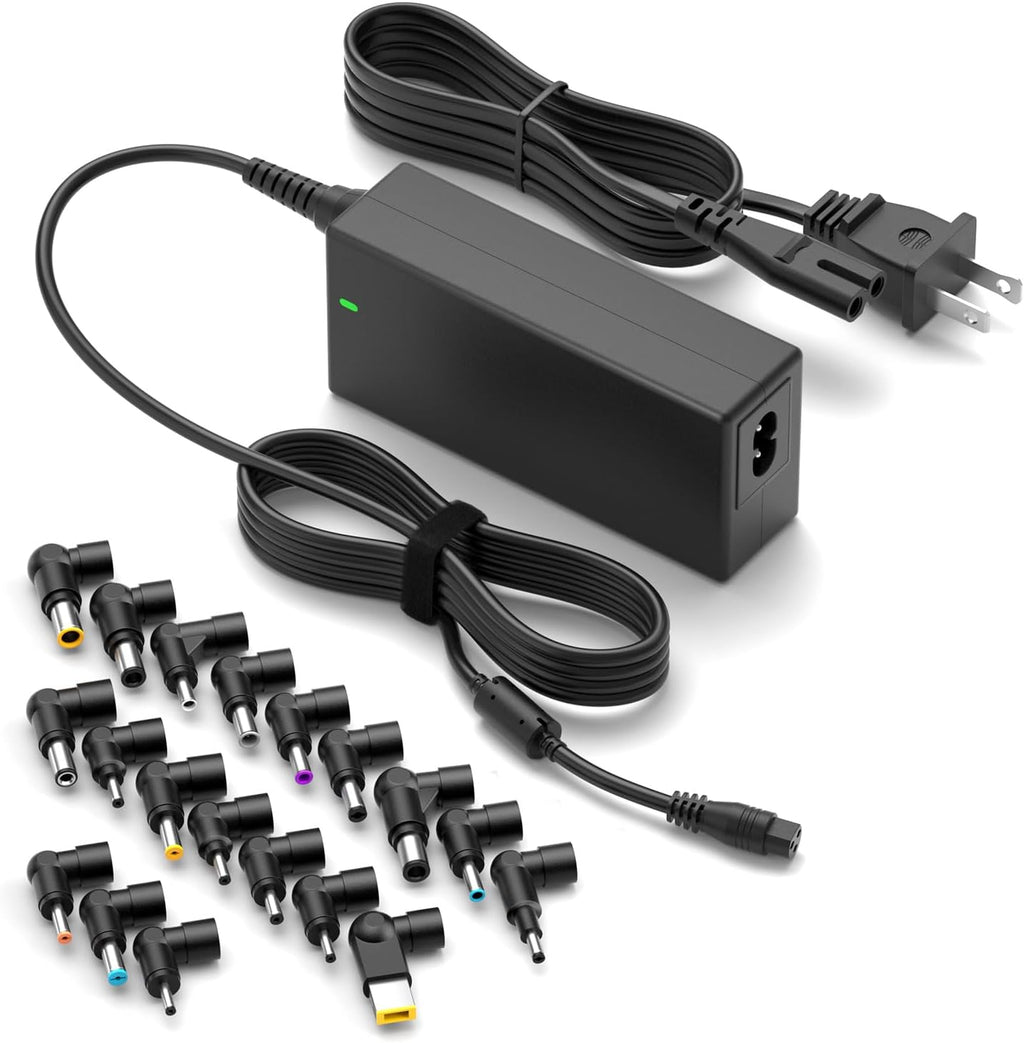 ZOZO Universal Laptop Charger 90W AC Adapter for HP Dell Gateway Toshiba Lenovo Acer ASUS Samsung Sony Ultrabook Chromebook DC Output 12V 15V 18.5V 19V 19.5V 20V Power Supply Cord with 19 Tips