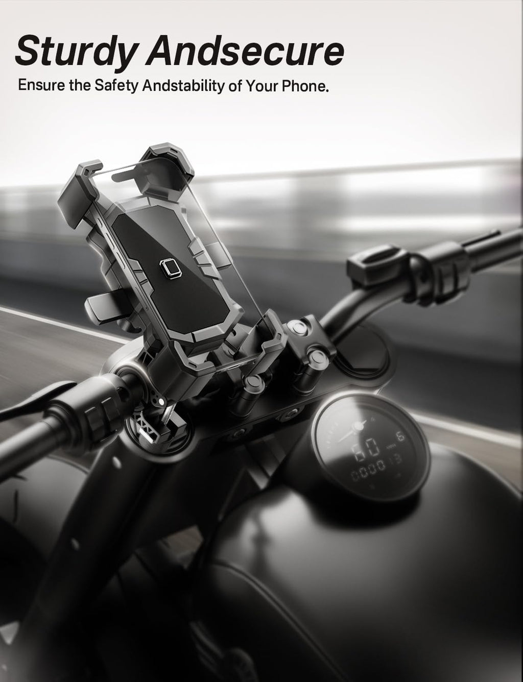 Bike Phone Holder Handlebar,Motorcycle Phone Mount,ATV Cell Phone Clamp,Scooter Phone Clip for iPhone 15 Pro Max14 13 12plus, Samsung S24Ultra S23 and More 4.7" to 7.0" inch Phone