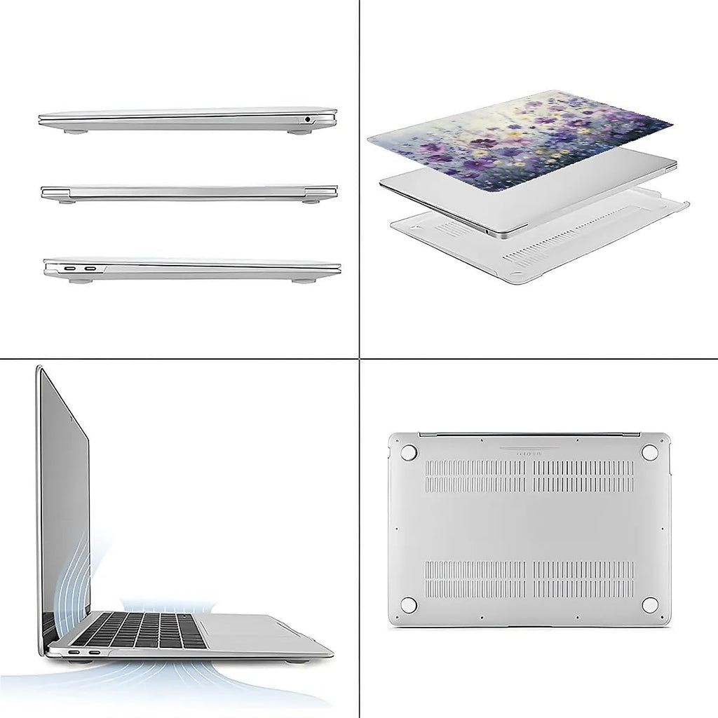 Compatible with MacBook Air 13.3 13.6 Inch Case 2022 2021 2020 2019 Plastic Hard Shell Case Cover,13.3 Pro(A1706/A1708/A1989/A2159/A2289/A2338), Purple Wildflowers