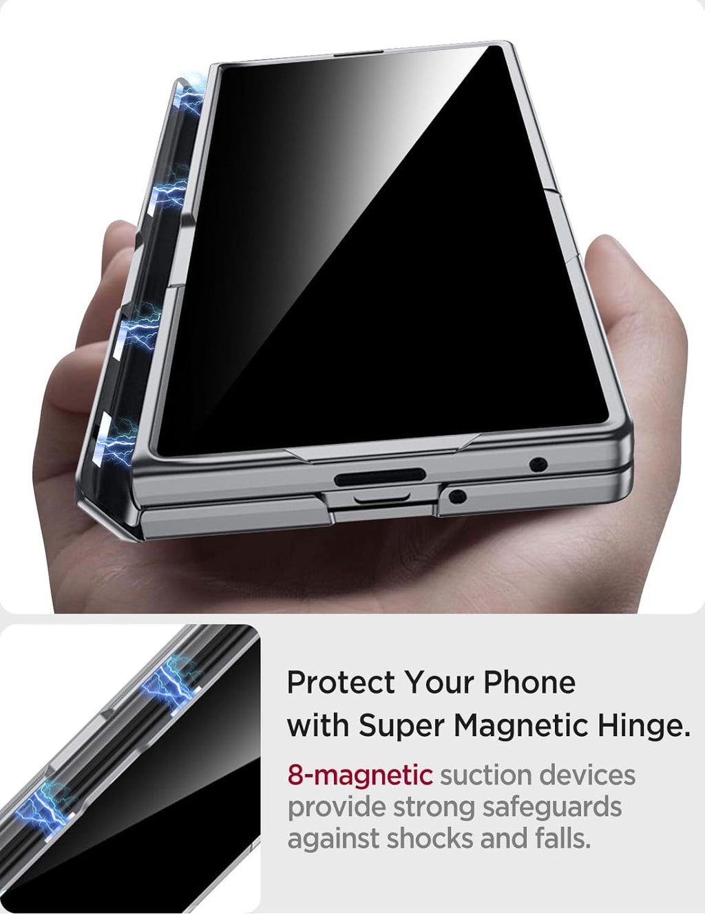 Miimall for Galaxy Z Fold 7 Case with Privacy Screen Protector, Built-in Adjustable Kickstand & Magnetic Hinge & Upgraded Camera Protection All-Inclusive Protective Cases for Galaxy Z Fold 7 5G Grey
