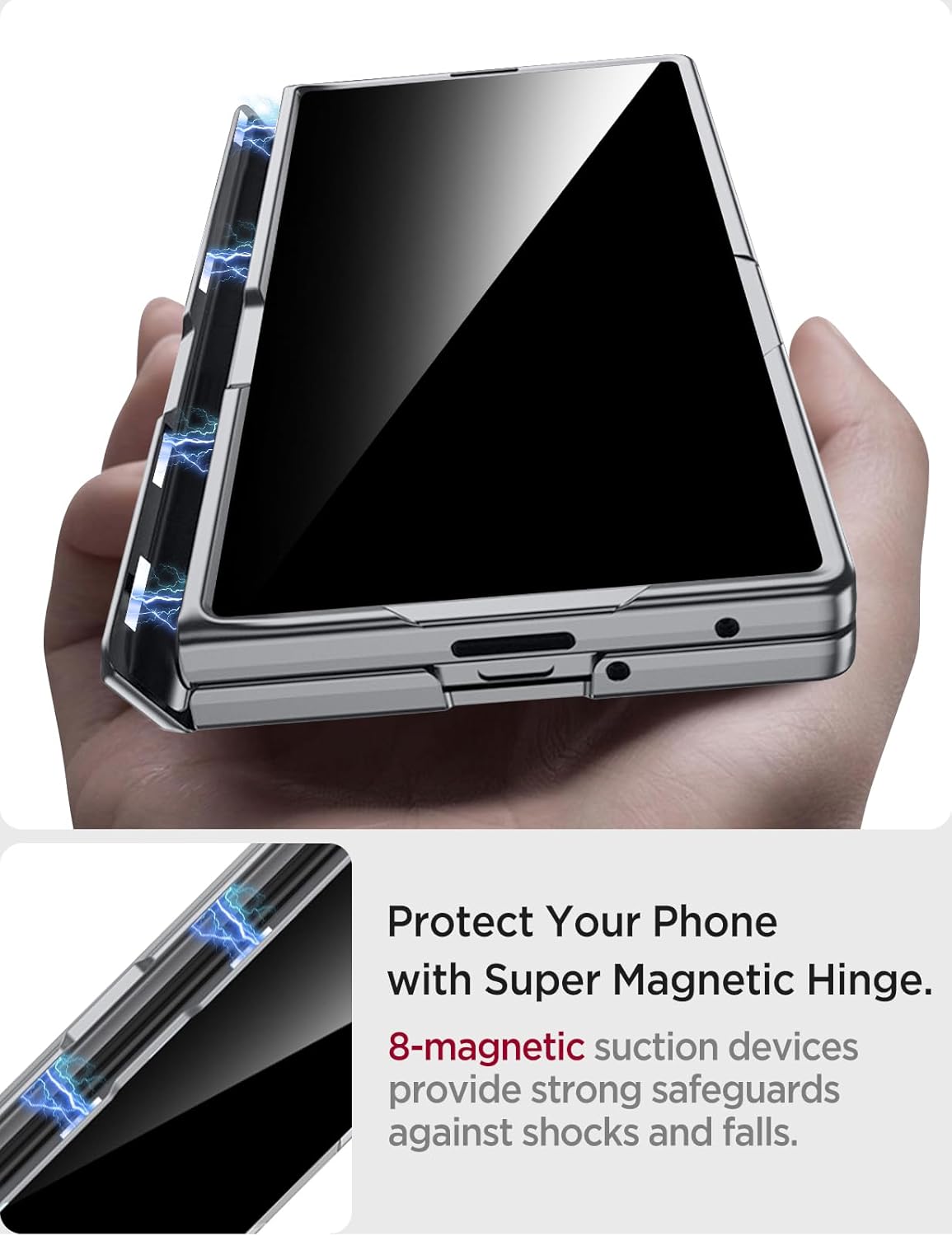 Miimall for Galaxy Z Fold 7 Case with Privacy Screen Protector, Built-in Adjustable Kickstand & Magnetic Hinge & Upgraded Camera Protection All-Inclusive Protective Cases for Galaxy Z Fold 7 5G Grey