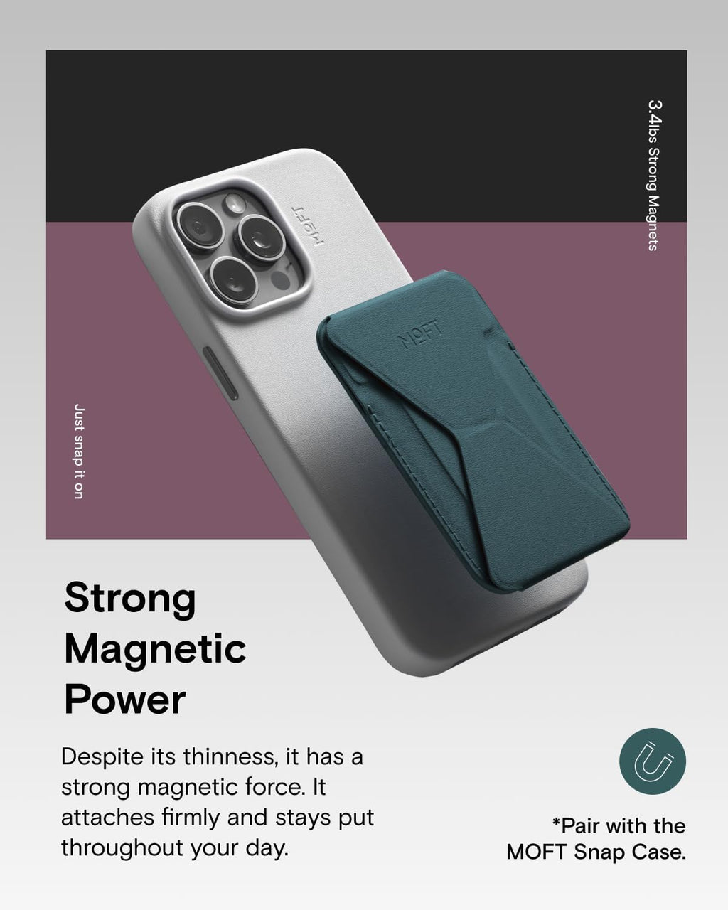 MOFT Magnetic Wallet Stand Compatible with iPhone 16/15/14/13/12 Series, Angle Adjustment & Magsafe Compatible MOVAS Phone Stand,Jungle