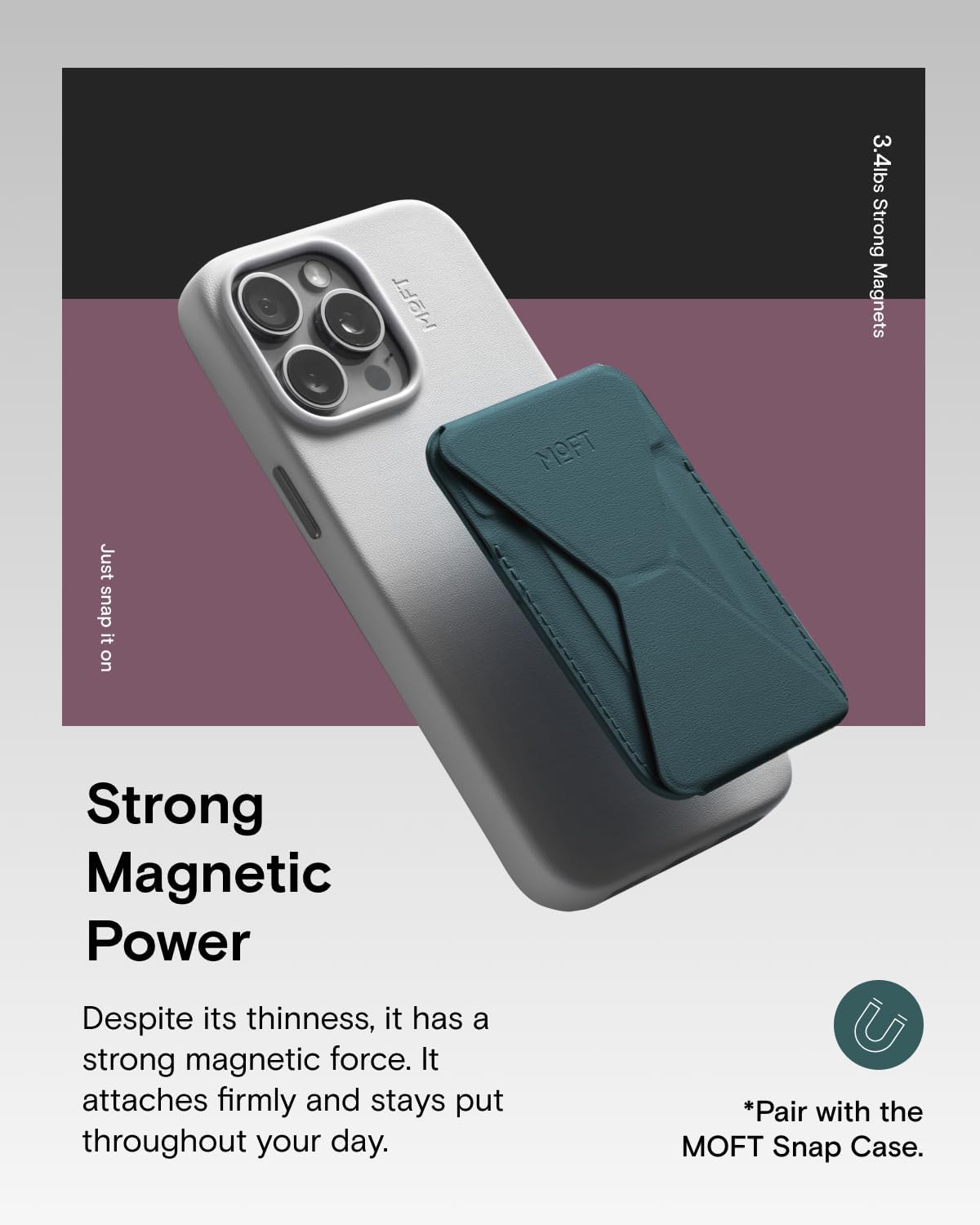 MOFT Magnetic Wallet Stand Compatible with iPhone 16/15/14/13/12 Series, Angle Adjustment & Magsafe Compatible MOVAS Phone Stand,Jungle