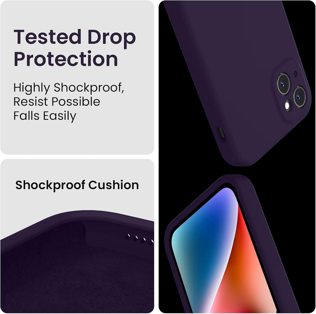 FireNova Designed for iPhone 13 Case, Silicone Upgraded [Camera Protection] Phone Case with [2 Screen Protectors], Soft Anti-Scratch Microfiber Lining Inside, 6.1 inch, Purple