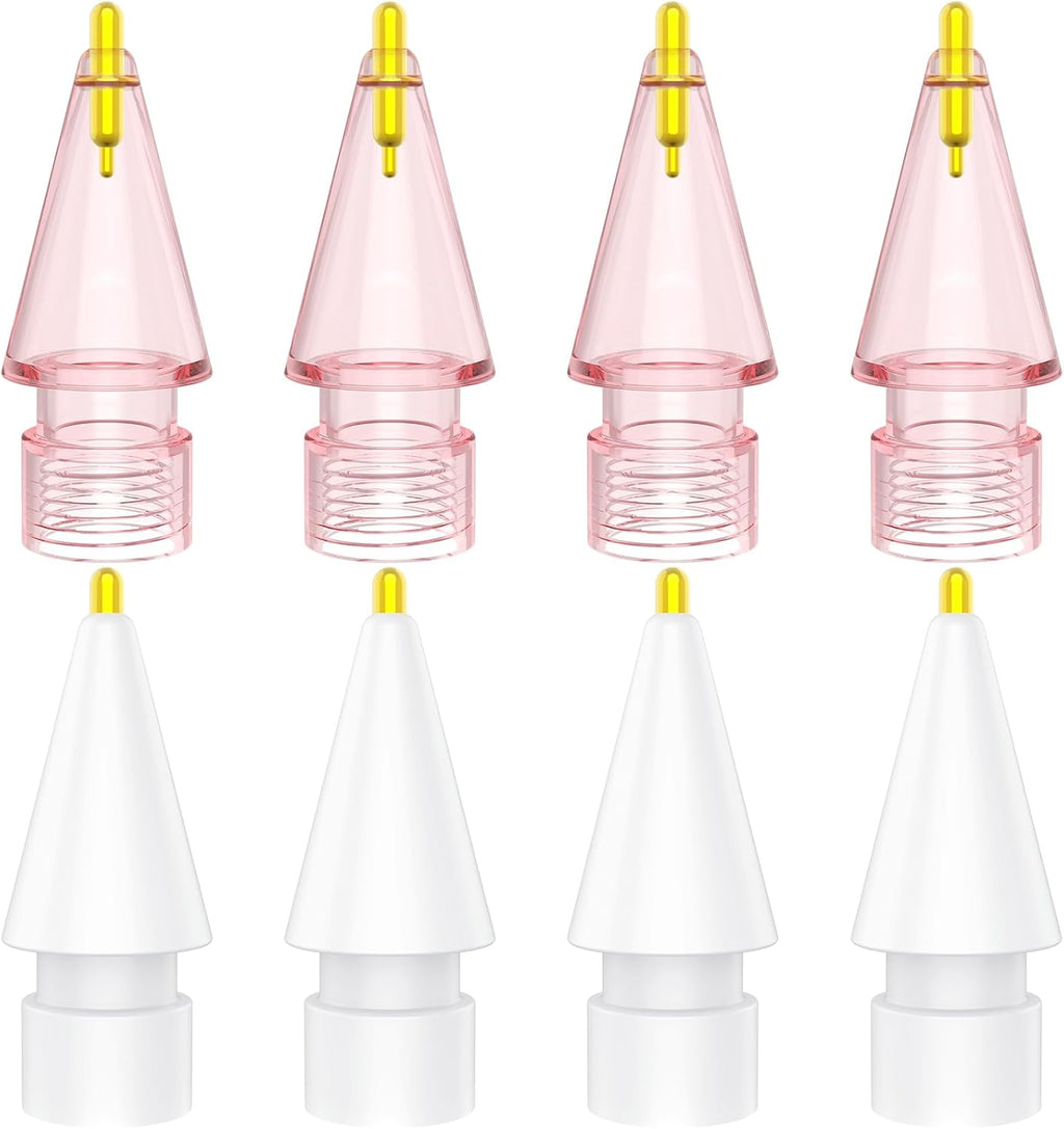 8 Pack Fine Point Replacement Tips Compatible with Apple Pencil 2nd Generation, Apple Pencil 1st Generation, Apple Pencil USB-C & Apple Pencil Pro Colorful iPencil Nibs (Pink + White)