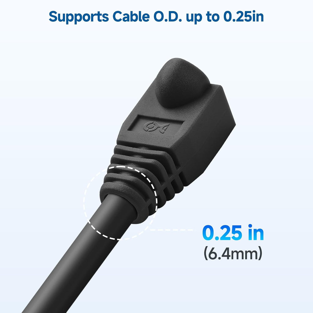 Cable Matters 200-Pack Cat6 / Cat5e RJ45 Strain Relief Boots, RJ45 Boot, Cat 6 Boot, Cat6 Ethernet Boots, Black, Suitable for 6.5mm (0.25in) Ethernet Cables