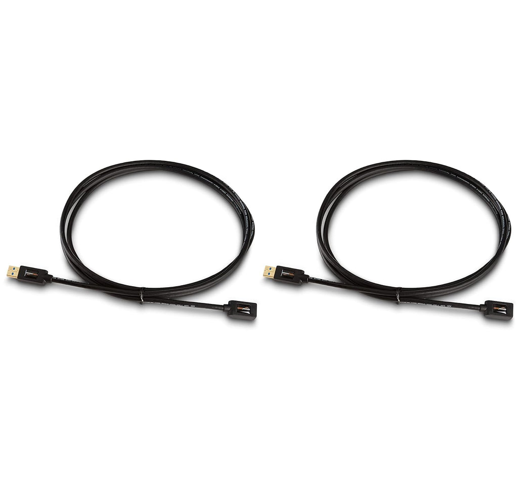 Amazon Basics 2-Pack USB-A 3.0 Extension Cable, 4.8Gbps High-Speed, Male to Female Gold-Plated Connectors, 6 Foot, Black