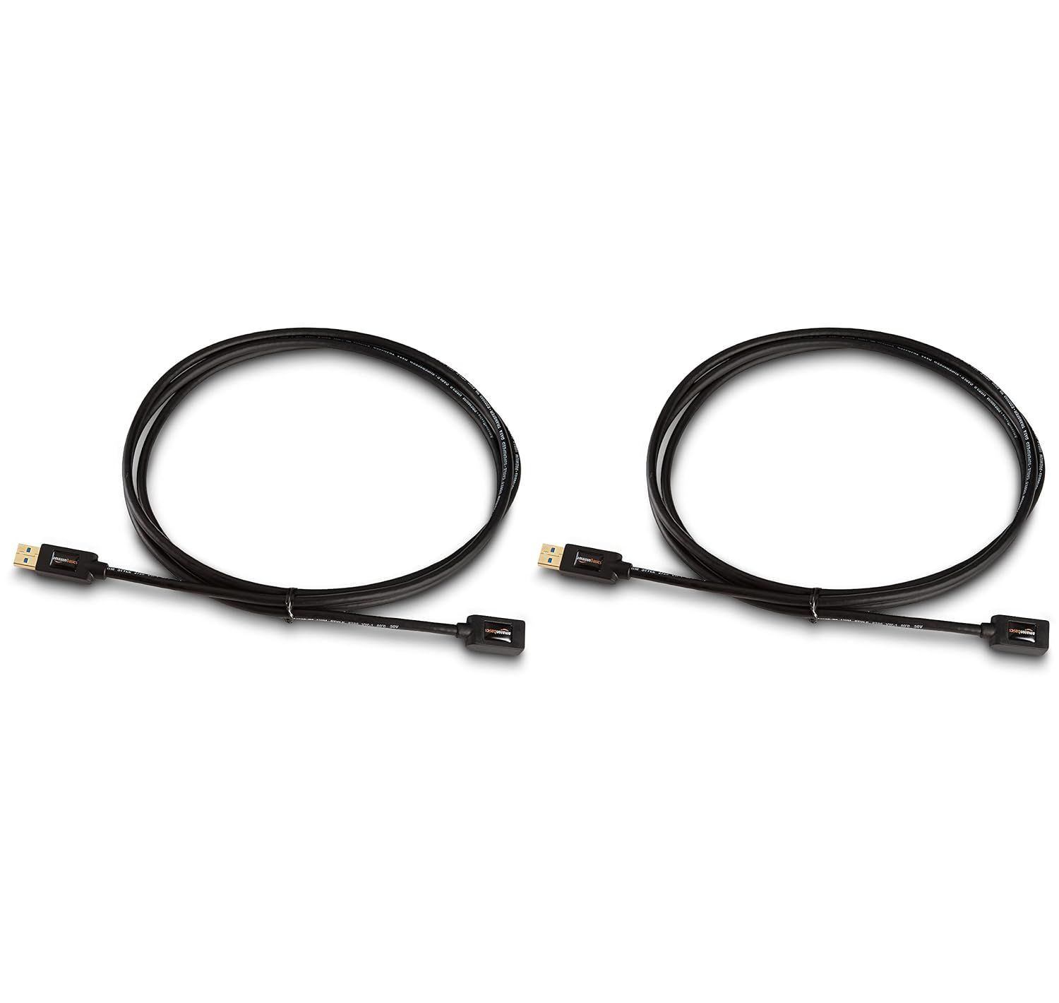 Amazon Basics 2-Pack USB-A 3.0 Extension Cable, 4.8Gbps High-Speed, Male to Female Gold-Plated Connectors, 6 Foot, Black