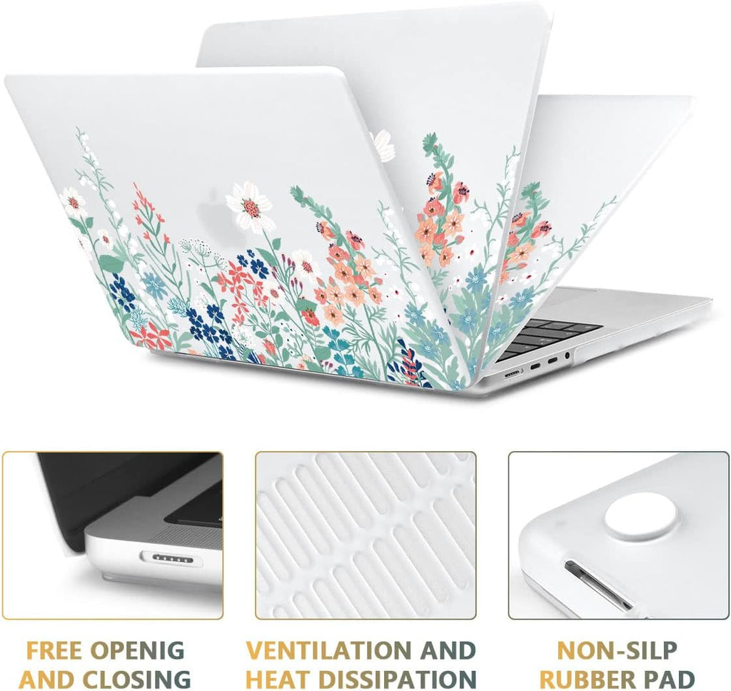 CISSOOK Matte Frosted Wildflower Hard Shell Case for MacBook Pro 14 Inch 2024 2023-2021 Release M4 A3112 A3185 A3401 M3 A2992 A2918 A2779 M2 A2442 M1, Plastic Cover for MacBook Pro 14 M1-M4 Chip