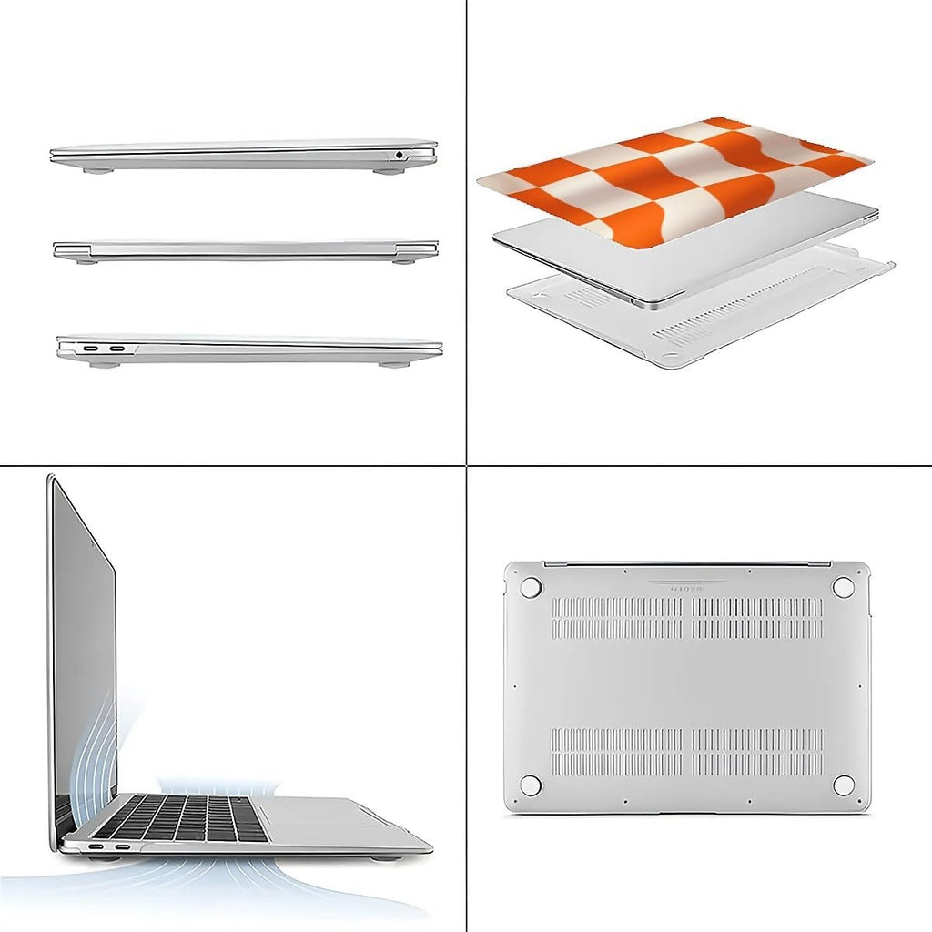 Compatible with MacBook Air 13.3 13.6 Inch Case 2022 2021 2020 2019 Plastic Hard Shell Case Cover,13.3 Pro(A1706/A1708/A1989/A2159/A2289/A2338), Orange and White Checkered Flag