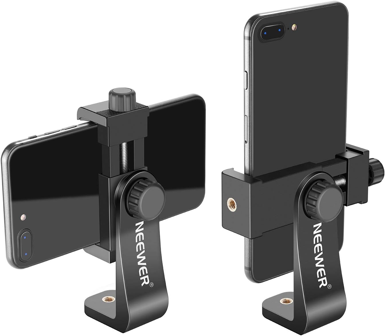 Neewer Smartphone Holder Phone Tripod Mount Compatible with iPhone 16 15 Pro Max Plus 14 13 12 Mini Samsung Galaxy S24 S23 Ultra, Cell Phone Clip Vertical Bracket Adapter for Tripod with 1/4" Screw