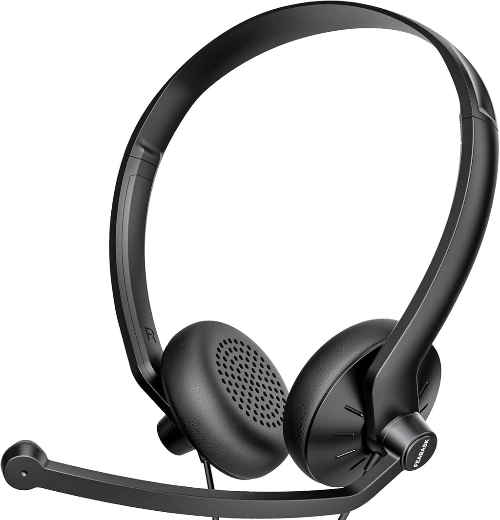 Wired Headphones with Microphone Headset - 3.5mm On-Ear Computer Headphones with Noise Cancelling Microphone for PC Laptop Home Office Online Class Skype Zoom Meetings Chat,Lightweight