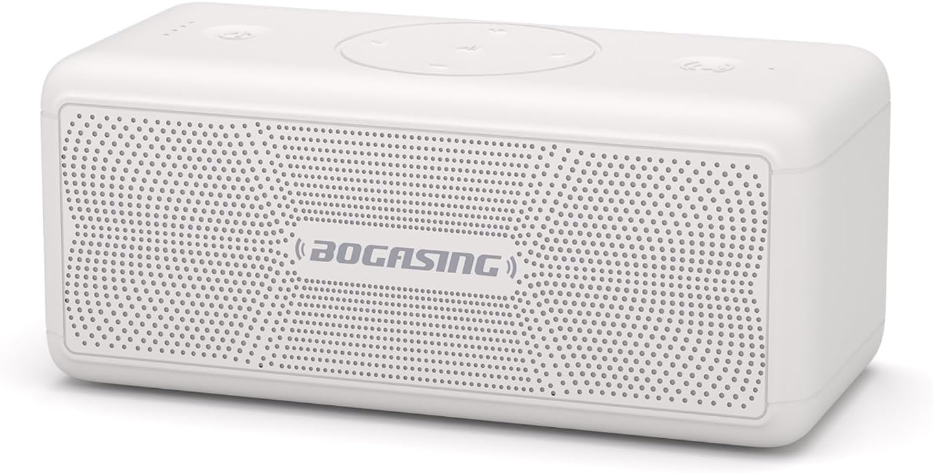 BOGASING Bluetooth Speakers, M5 Portable Wireless Speaker with 40W Loud Stereo Sound & Punchy Bass, 30H Playtime, IPX7 Waterproof, Bluetooth 5.3, EQ, TWS, TF-Card, AUX, USB, for Outdoor Home (White)